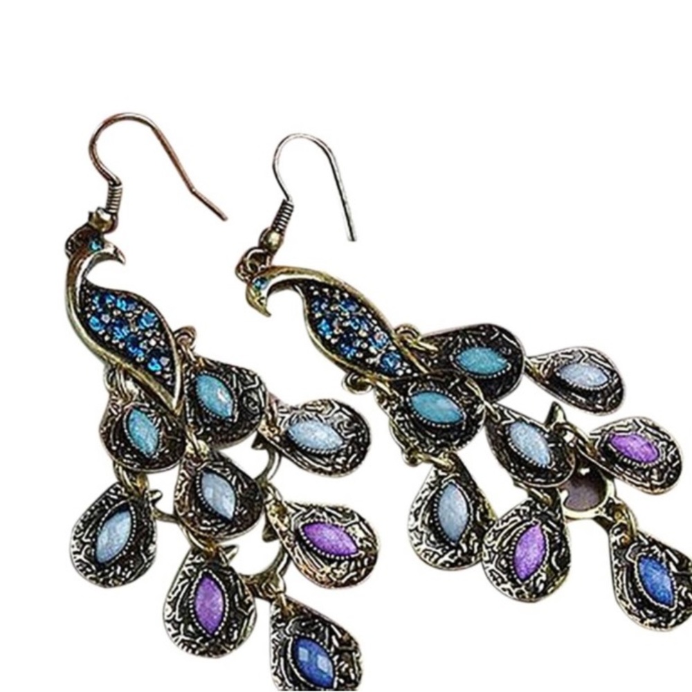 New Colorful Peacock Dangle Earrings